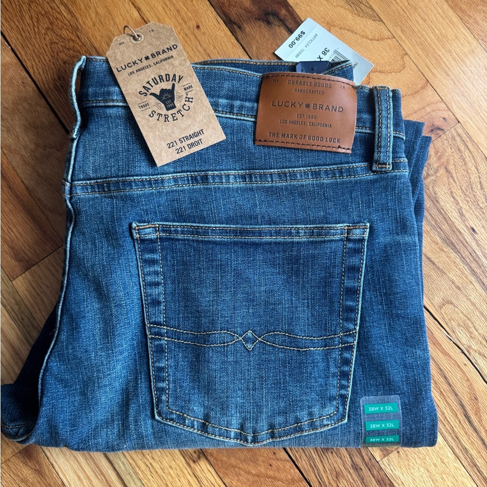Lucky Brand NWTs Men's 221 Straight Blue Jeans Spring Hill Sz 38x32